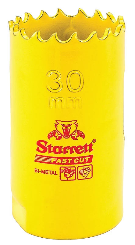 Fast Cut Hole Saw, 30 mm Dia, Steel, Yellow