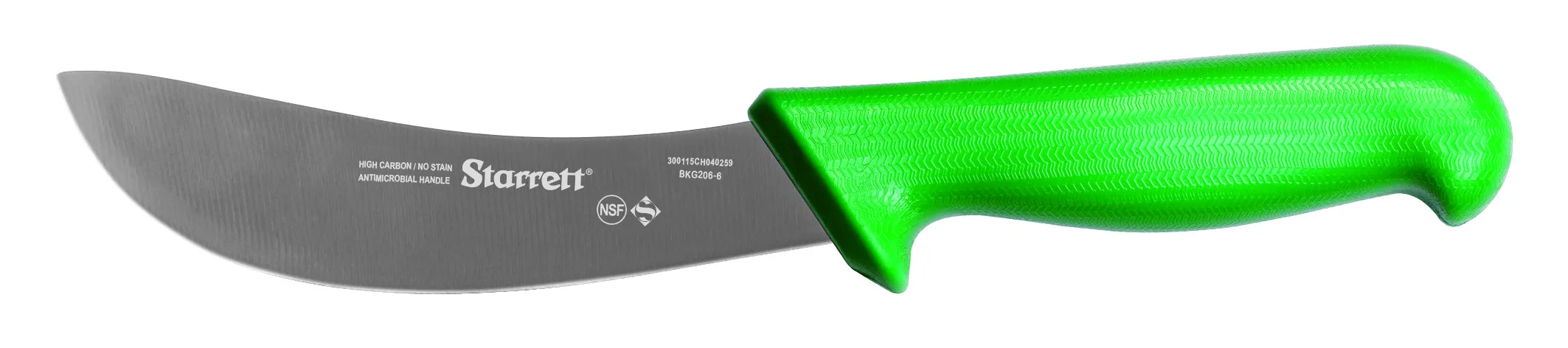 Skinning Knife, Narrow Curved, 150 mm Size, Green Handle