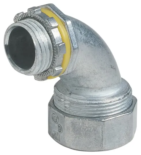 Liquidtight Conduit Connector, Die Cast Zinc, 90 Deg