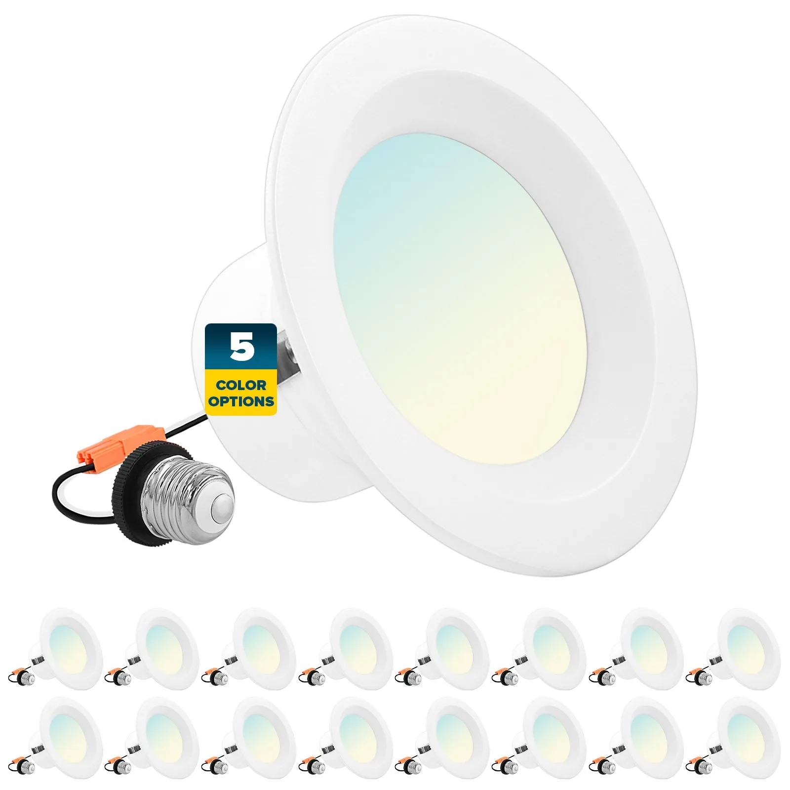 4 Inch LED Recessed Can Lights 5 CCT Selectable Dimmable, 16PK