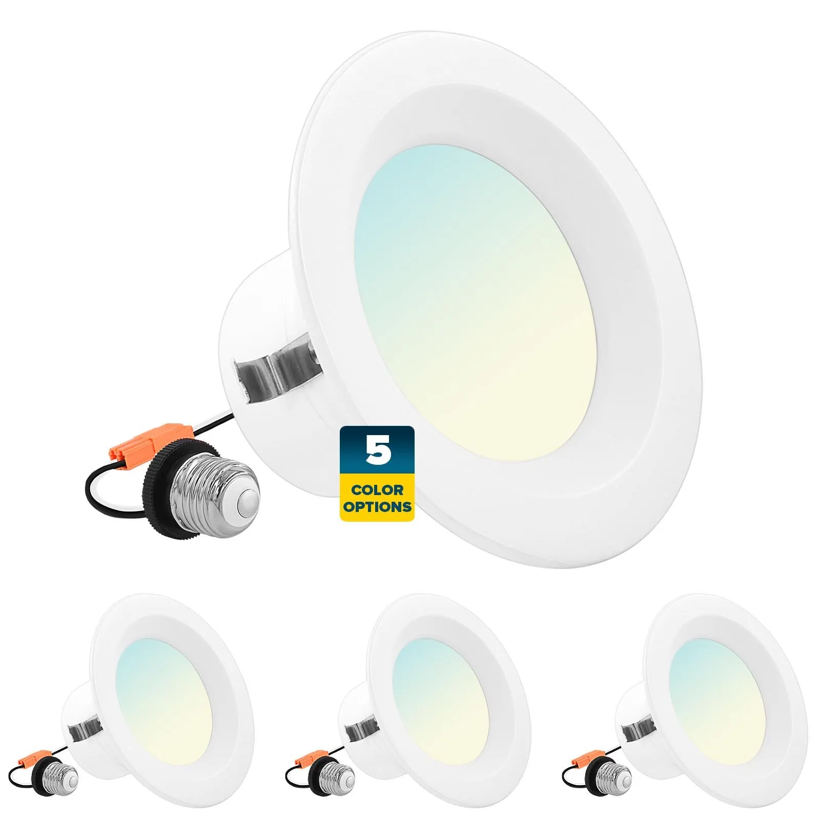 4 Inch LED Recessed Can Lights 5 CCT Selectable Dimmable, 4PK