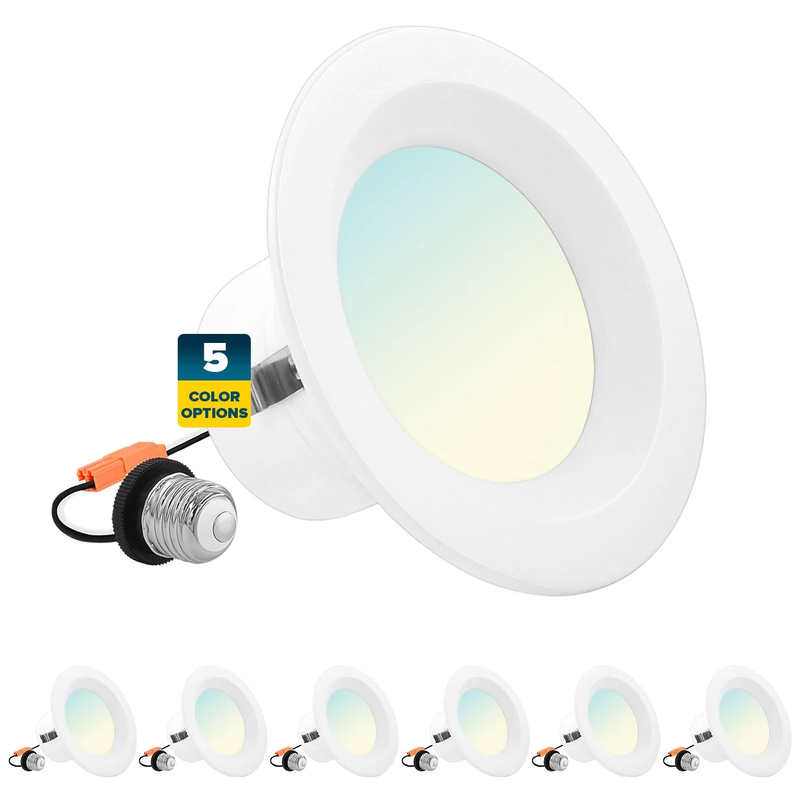 4 Inch LED Recessed Can Lights 5 CCT Selectable Dimmable, 6PK