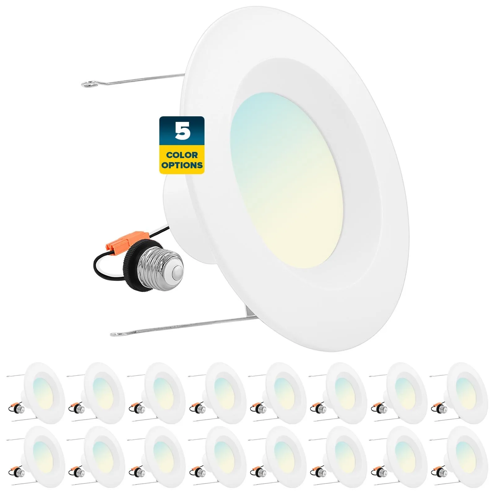 5/6 Inch LED Recessed Can Lights 5 CCT Selectable Dimmable, 16PK
