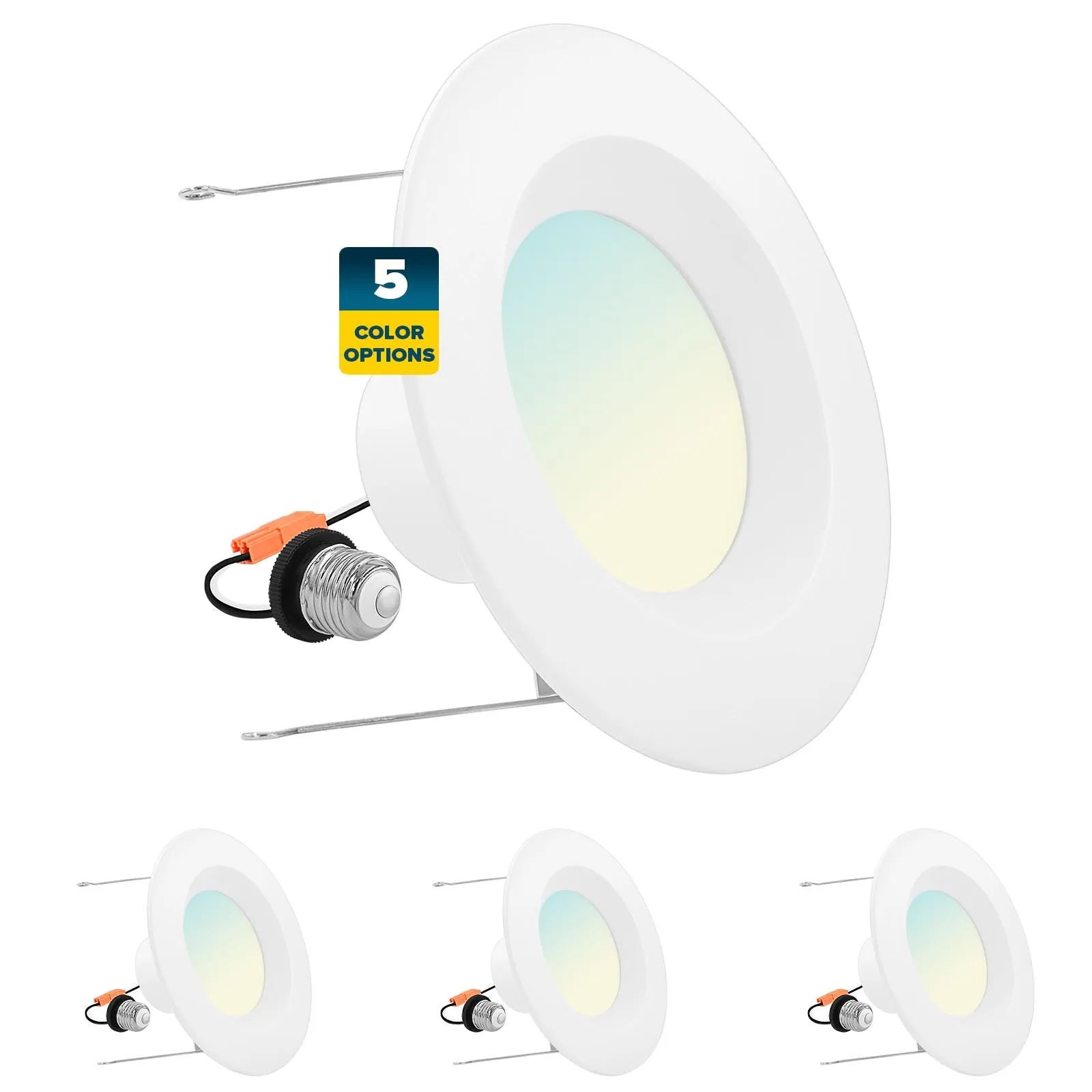 5/6 Inch LED Recessed Can Lights 5 CCT Selectable Dimmable, 4PK