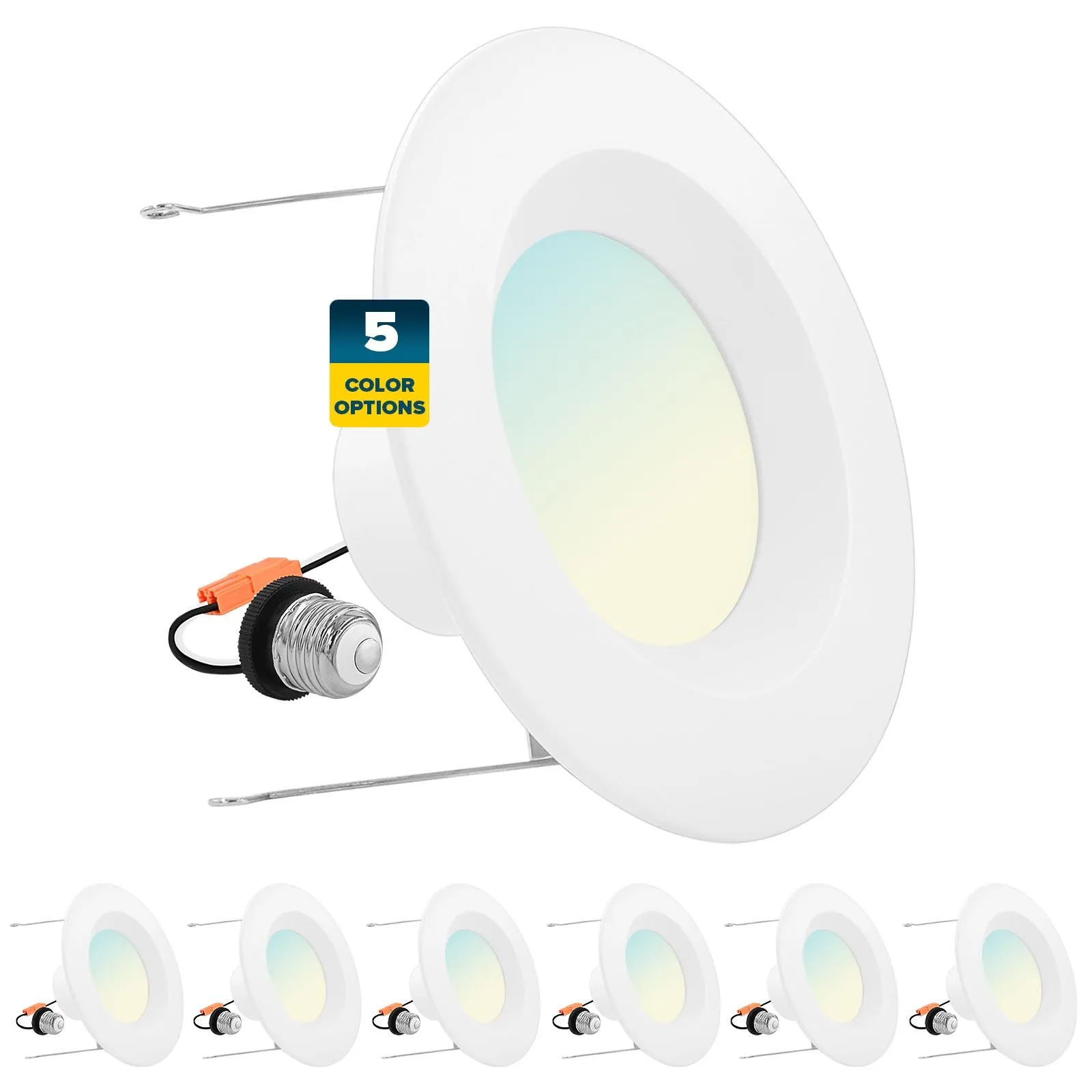 5/6 Inch LED Recessed Can Lights 5 CCT Selectable Dimmable, 6PK