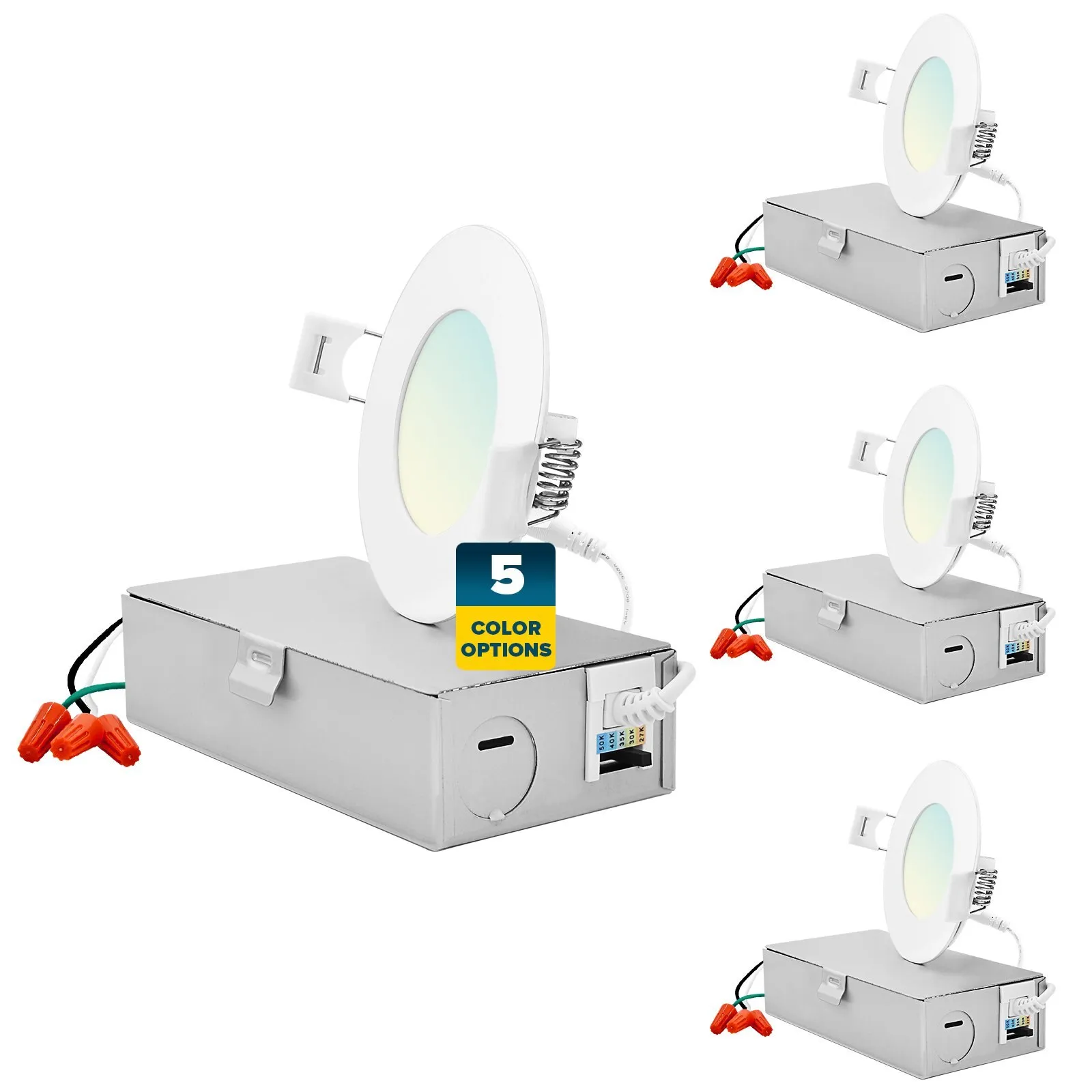 3 Inch Ultra Thin LED Recessed Downlights 5 CCT 2700K-5000K 8W 540LM Dimmable, 4PK