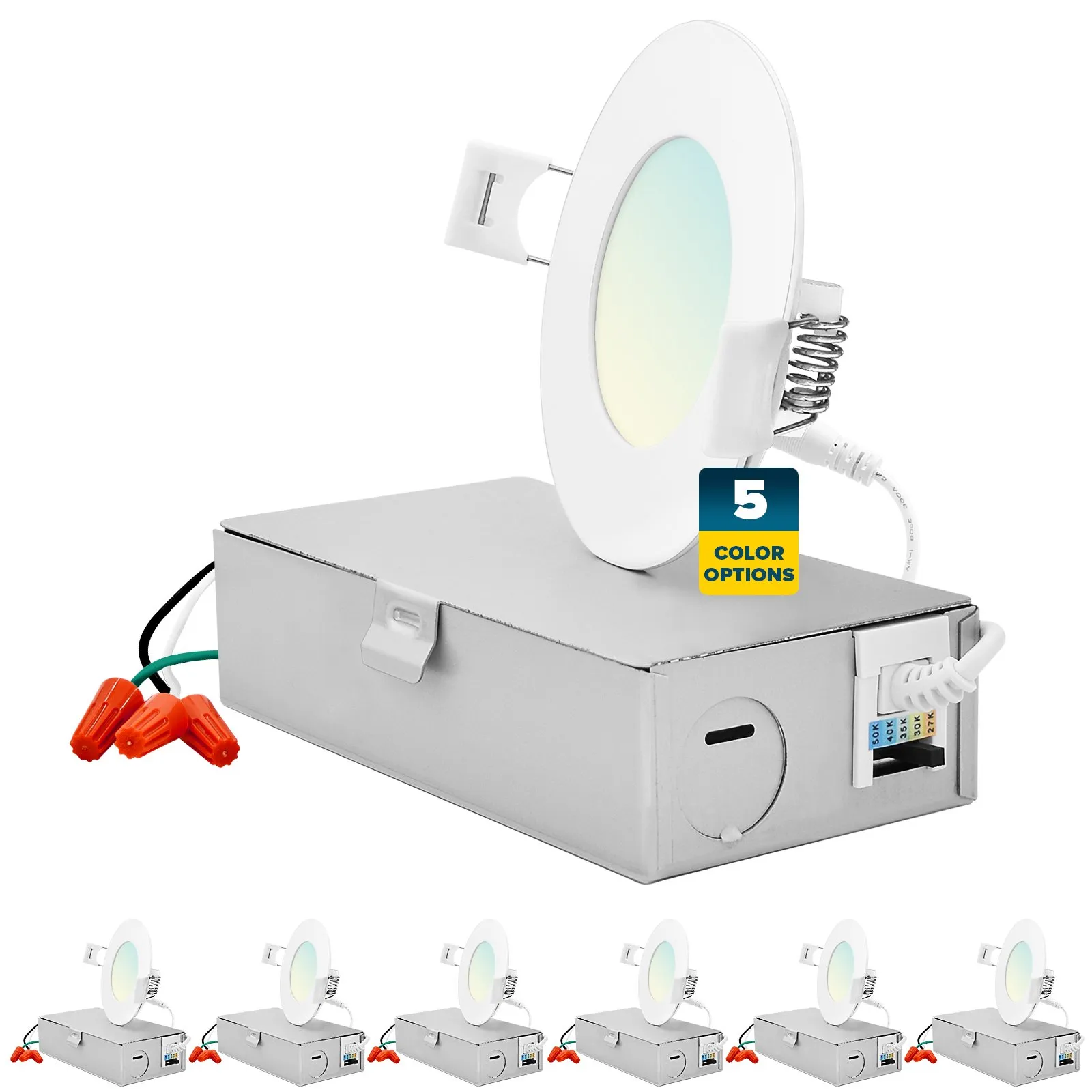 3 Inch Ultra Thin LED Recessed Downlights 5 CCT 2700K-5000K 8W 540LM Dimmable, 6PK