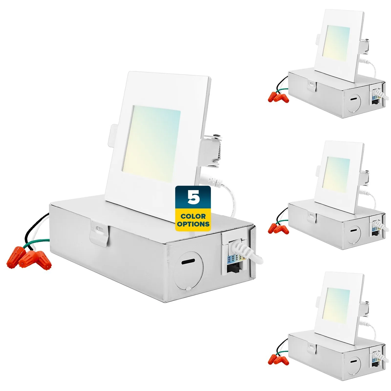 3 Inch Square Ultra Thin LED Recessed Downlights Dimmable, 4PK