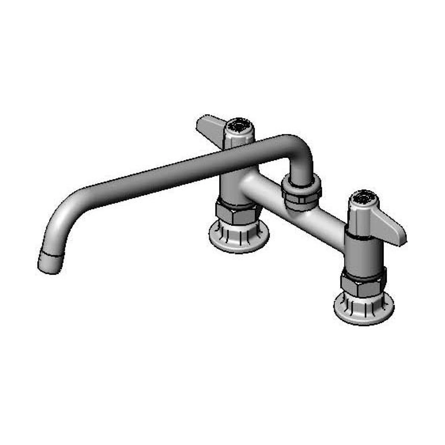 T&S 5F-6DLX12 Deck Mount Faucet, 6 Inch Size, 12 Inch Swing Nozzle, Ceramic Cartridges, Lever Handles | CL6URW