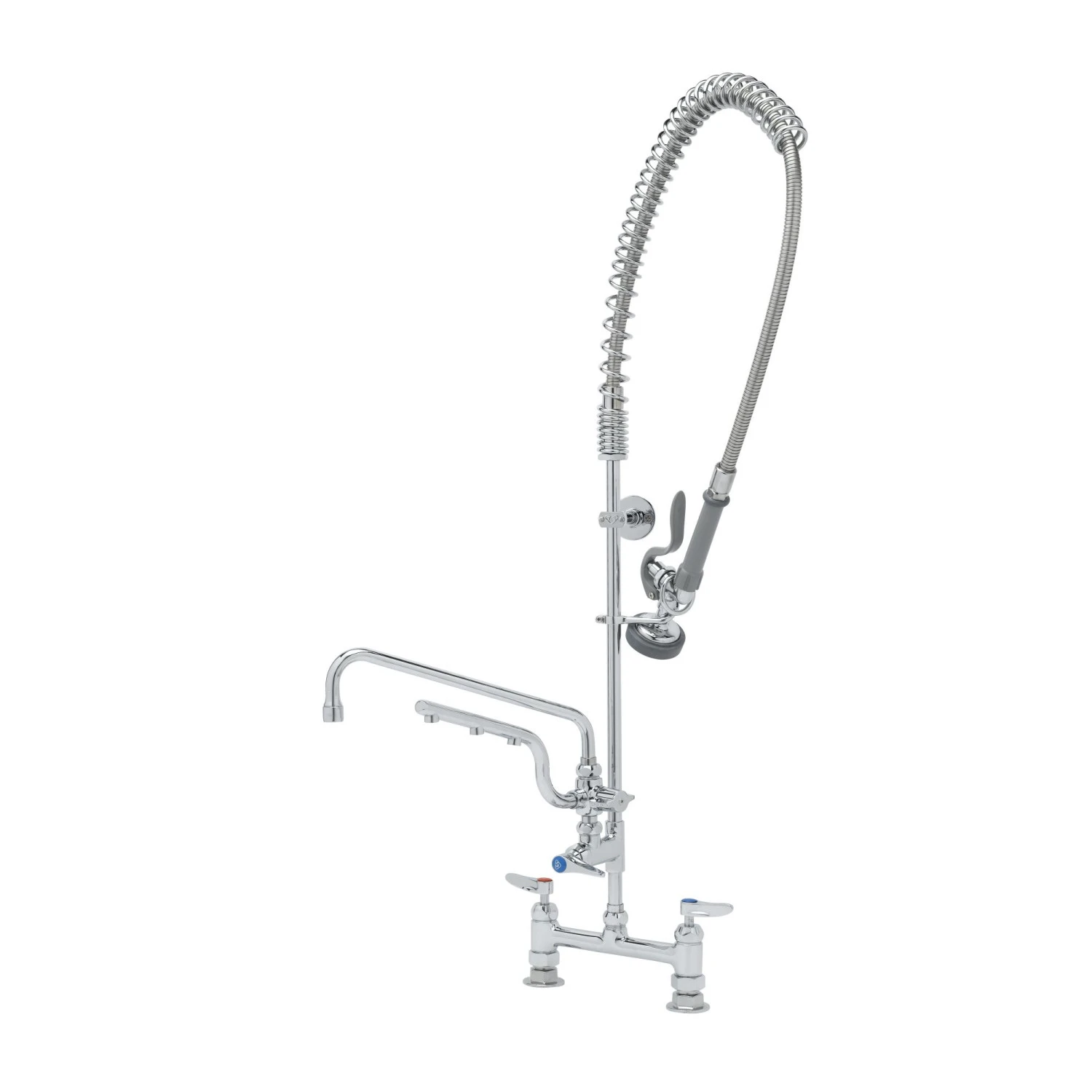 T&S B-0123-U12-CR-B Deck Mount Mixing Faucet, 8 Inch Size, Quarter-Turn Cerama, Check Valves, Lever | CL6UVR