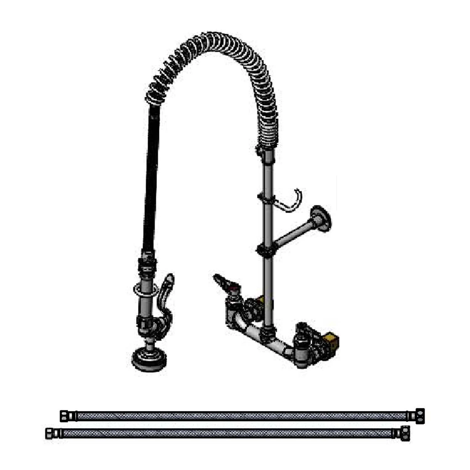 T&S B-0133-CRBSTKIT Pre-Rinse Unit, 8 Inch Wall Mount, Lever Handle, Wall Bracket, Swivel | CL6UWE