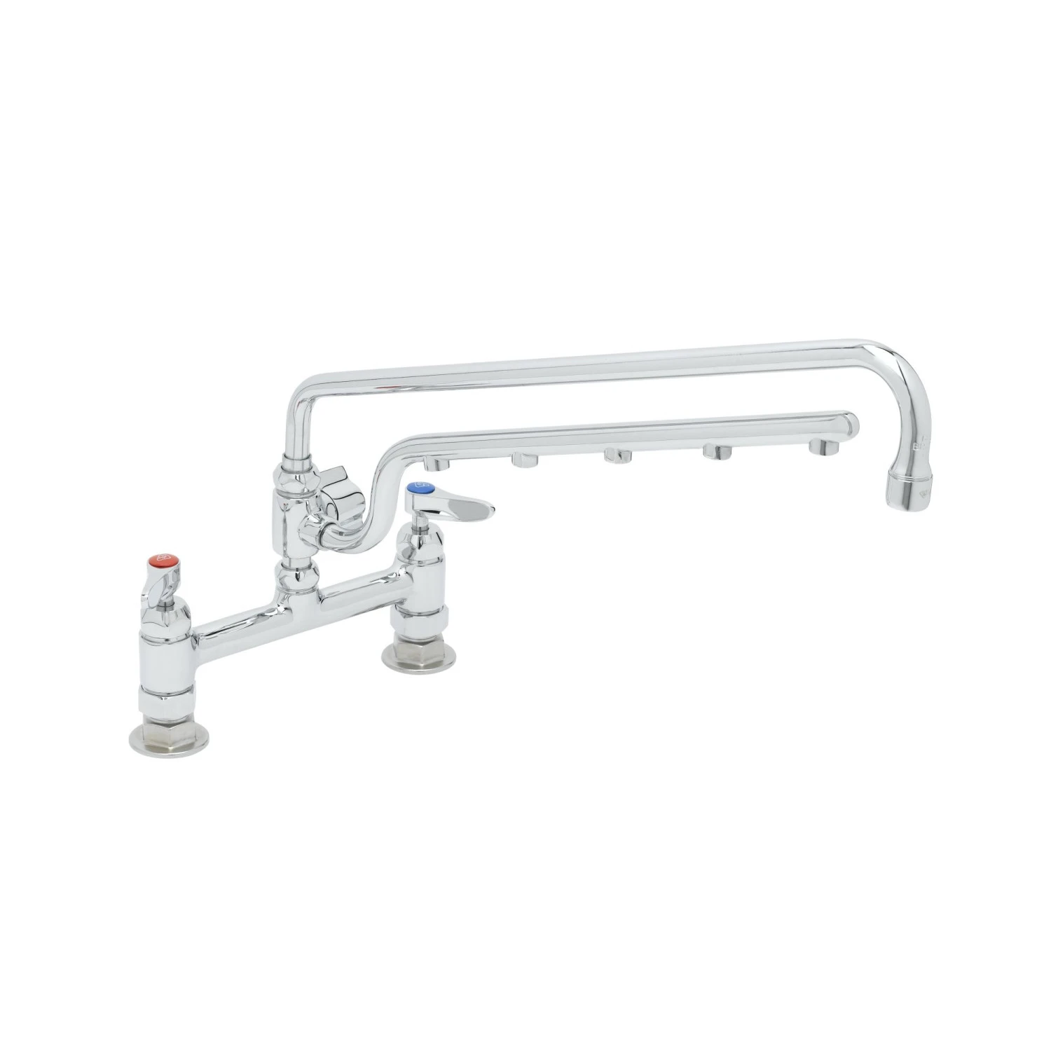 T&S B-0220-U18-CR Deck Mount Mixing Faucet, 8 Inch Size, 18 Inch Swing Nozzle, 16 Inch 1.5 GPM Sprayer Arm | CL6UWZ