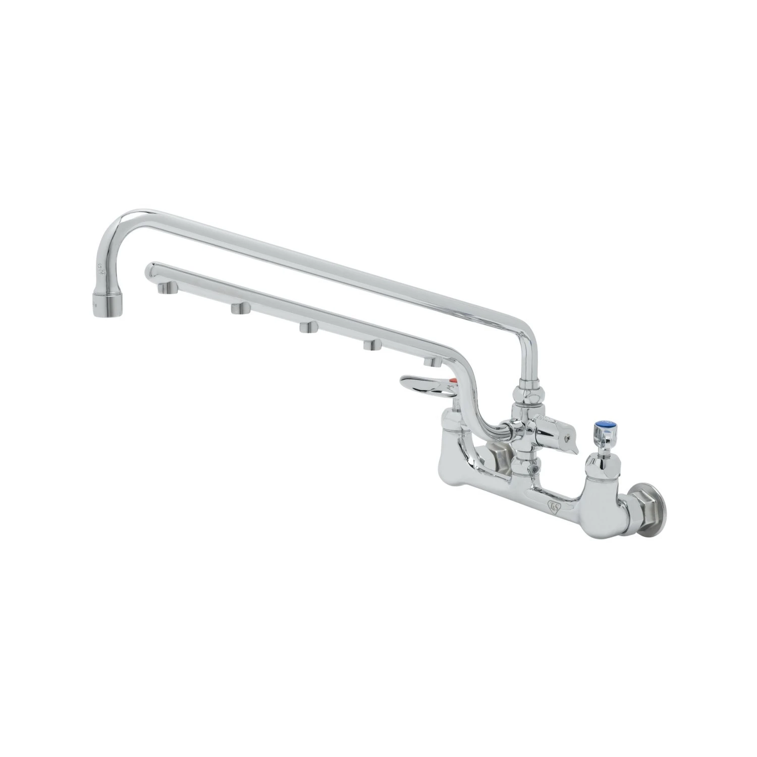 T&S B-0230-U18-CR Wall Mount Mixing Faucet, 8 Inch, 18 Inch Swing Nozzle, Lever Handles | CL6UXN