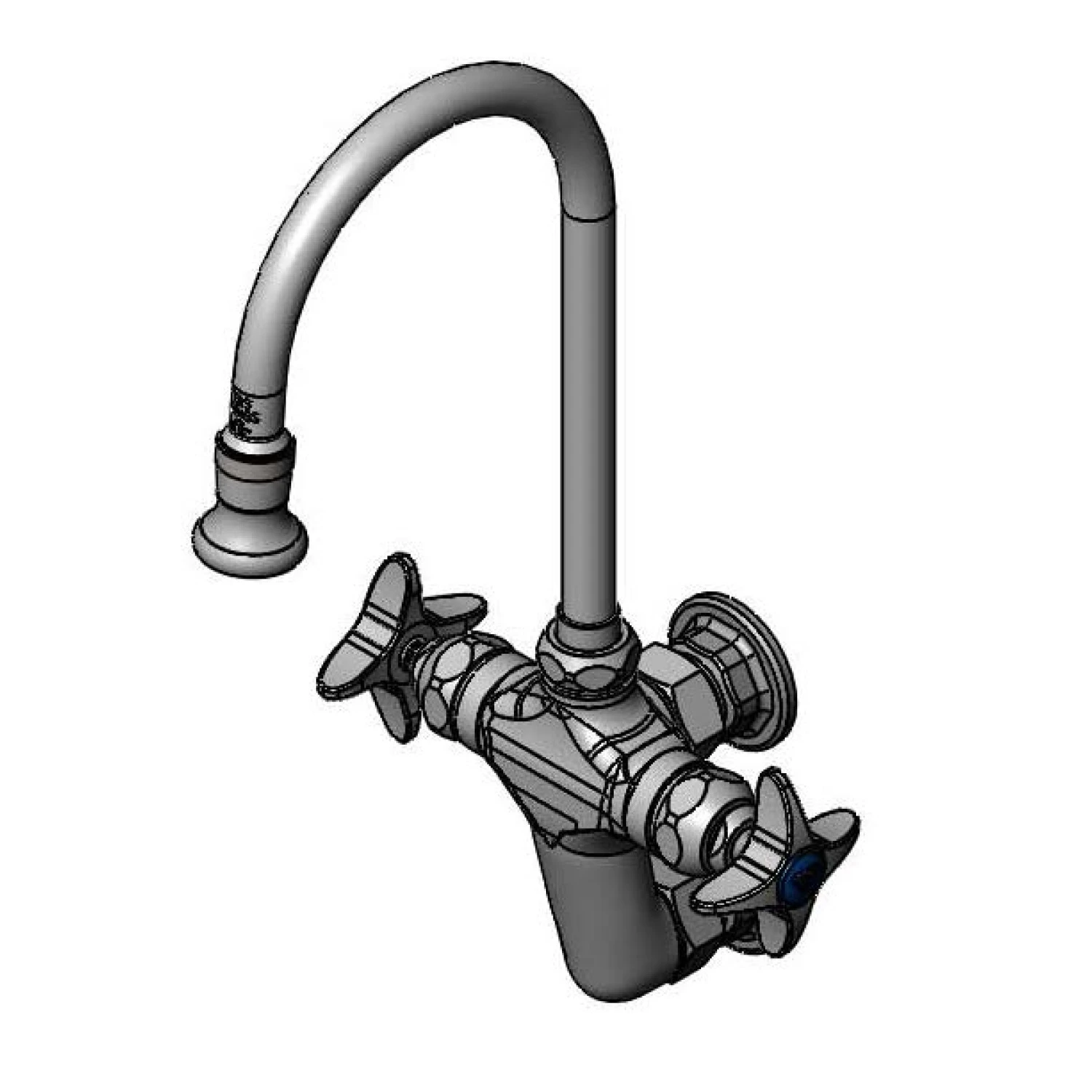 T&S B-0815 Mixing Faucet, Vertical, Wall Mount, Rigid/Swivel, 2.2 GPM Rosespray, 4-Arm Handles | CL6UYK
