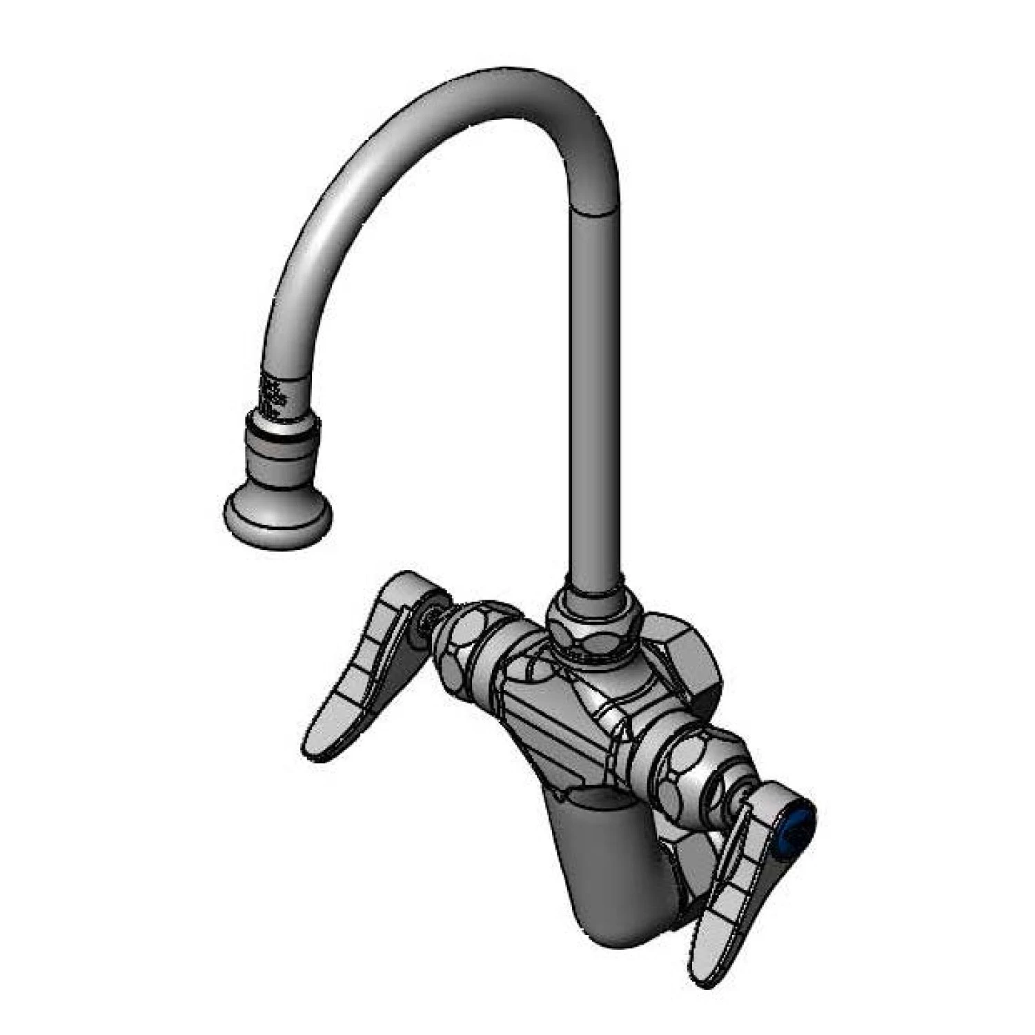 T&S B-0816 Mixing Faucet, Vertical, Wall Mount, Rigid/Swivel Gooseneck, 2.2 GPM Rosespray | CL6UYL
