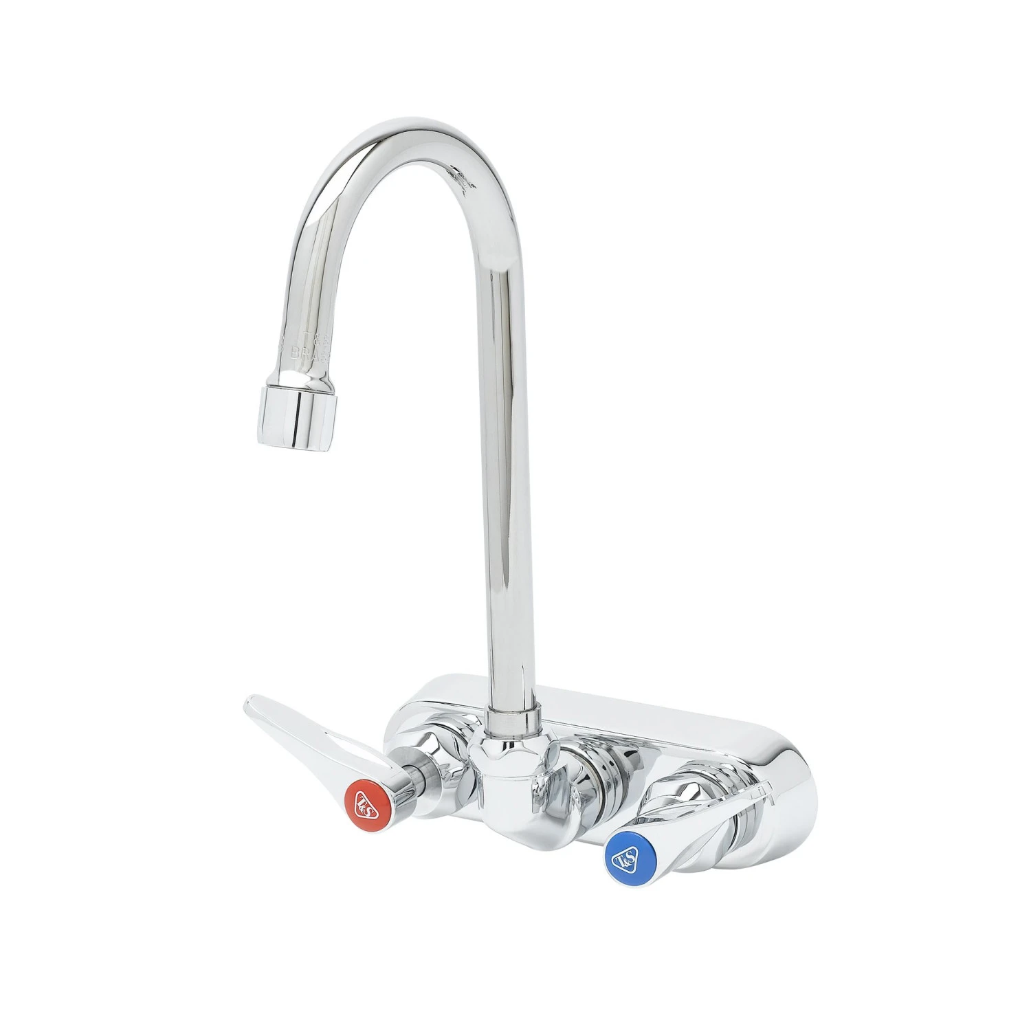 T&S B-1146-02ACR-AM Workboard Faucet, 4 Inch Wall Mount, Lever Handles With Anti-Microbial Coating | CL6UZG
