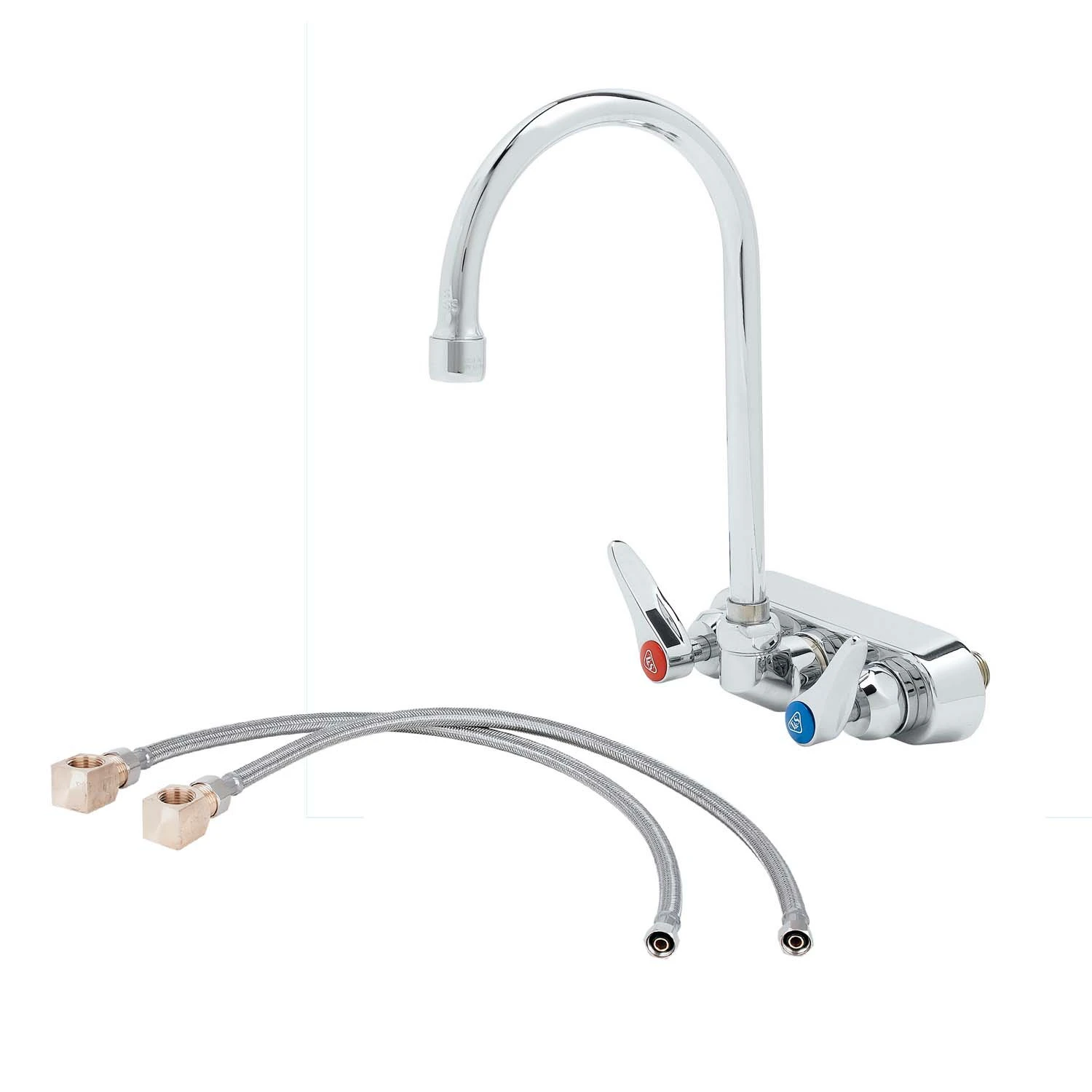 T&S B-1146-CR-KIT Workboard Faucet, 4 Inch Wall Mount, Swivel Gooseneck, 2.2 GPM Aerator | CL6UZJ