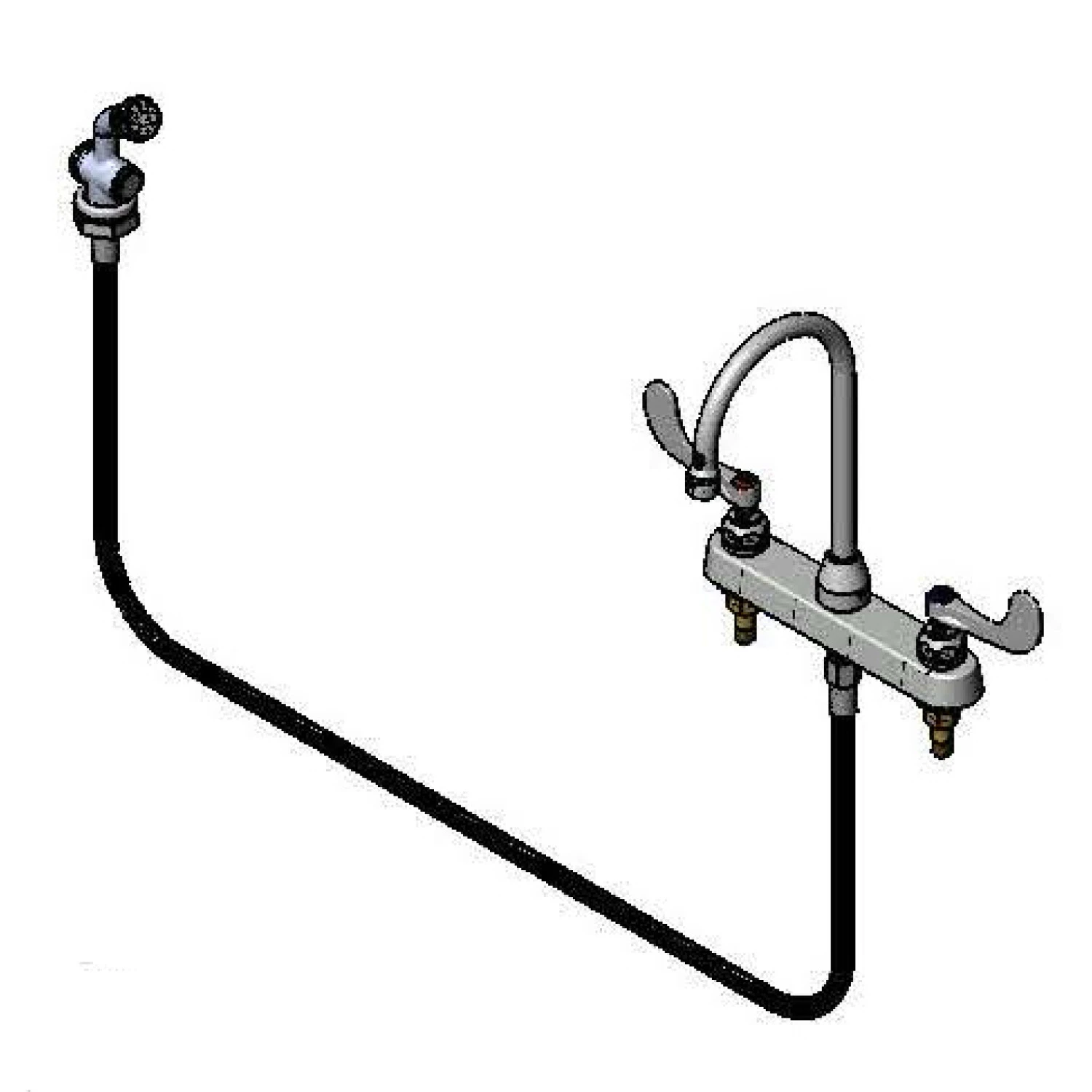 T&S B-1172-01-CD Workboard Faucet, 8 Inch, Gooseneck, Side Spray | CL6UZN