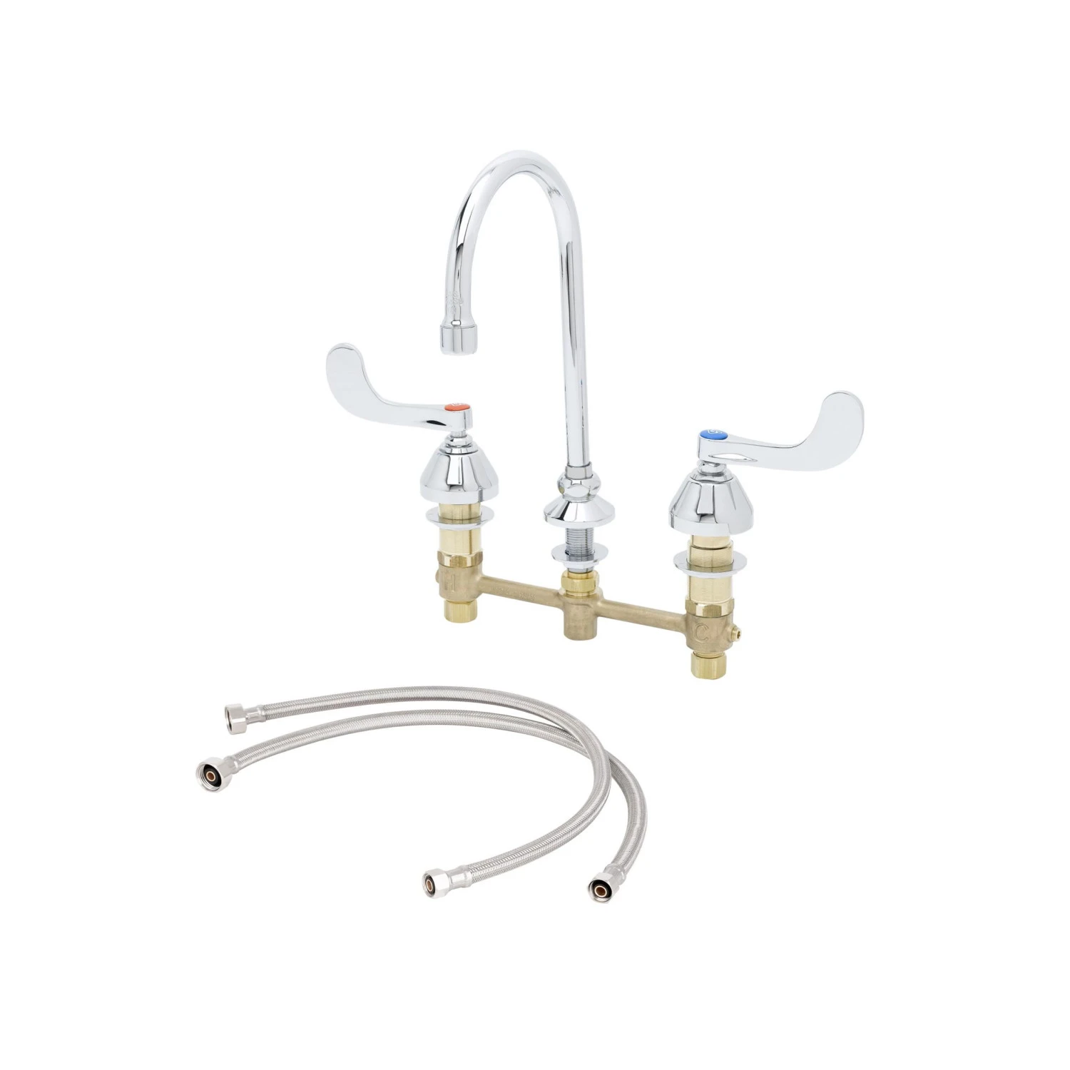 T&S B-2866-05-KIT Widespread Faucet, 8 Inch Deck Mount, 4 Inch Handles, Swivel Gooseneck, 2.2 GPM Aerator | CL6VAP