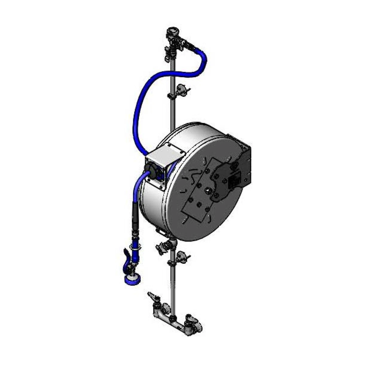 T&S B-7142-C01XS1E Hose Reel Assembly, 3/8 Inch x 50 Inch Enclosed SS Reel, Exposed Piping, Accessories | CL6VBX