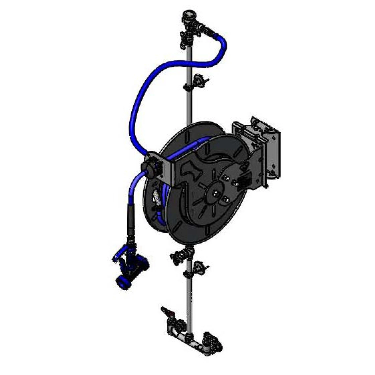 T&S B-7142-U05WS1C Hose Reel, Exposed Piping, 50 ft., 8 Inch Base Faucet With Ceramas | CL6VCD