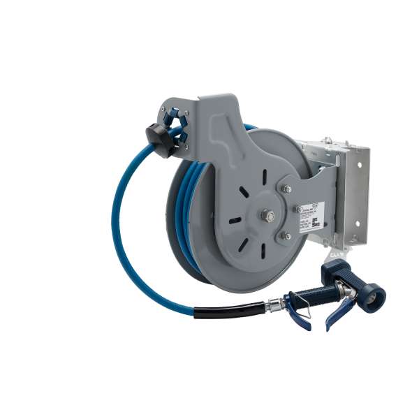 Hose Reel, Open, Epoxy Coated Steel, 3/8 Inch ID, 50 ft. Hose, Front-Trigger Water Gun