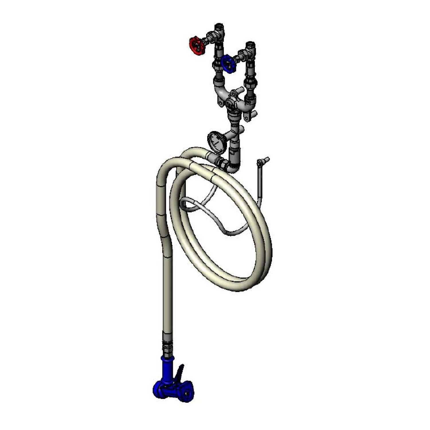 T&S MV-0771-11CW Washdown Station, Chrome Plated, 50 ft. Hose, Thermometer, Stainless Steel Water Gun | CL6VFT