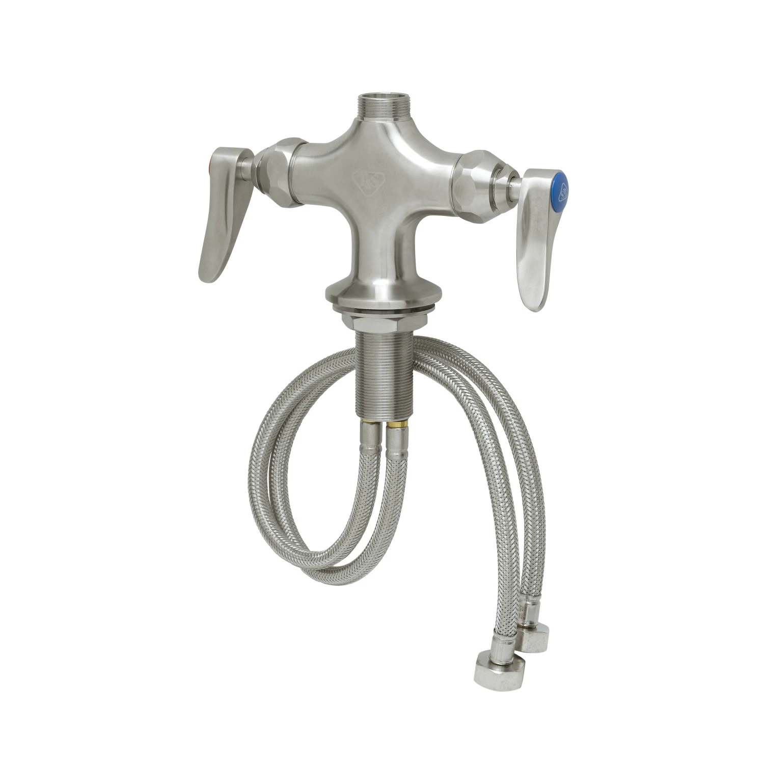 T&S S-0200-LN Double Pantry Base Faucet, Swivel Outlet, Single Hole Base, Less Nozzle, Stainless Steel | CL6VJL