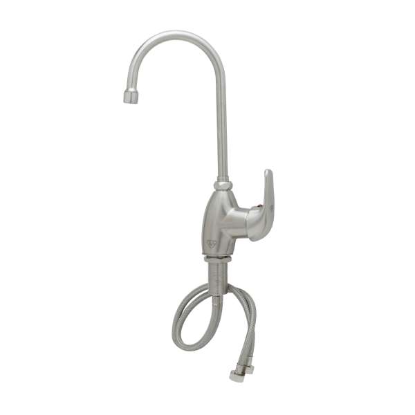 Deck Mount Faucet, Single Lever, SS, 5 3/4 Inch Swivel/Rigid Gooseneck