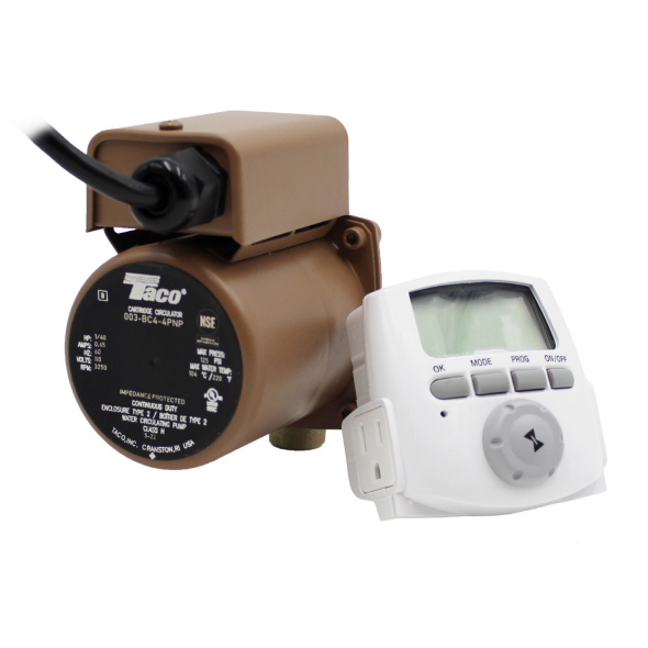 Plug Circulator with Digital Timer And Line Cord, 1/40 HP, 3/4 Inch Sweat, Bronze