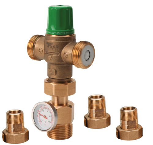 Mixing Valve with Gauge Low Lead, 1/2 Inch NPT Union