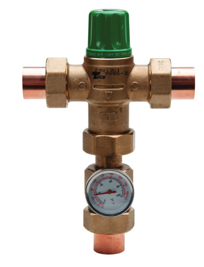 Mixing Valve with Gauge Low Lead, 1/2 Inch Sweat Union