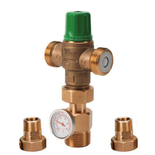 Mixing Valve with Gauge, Low Lead, 3/4 Inch Size