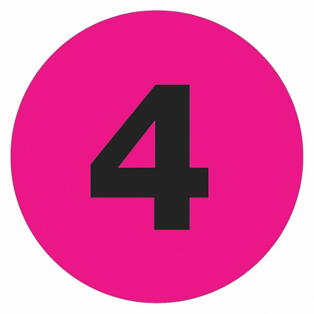 Labels, Number 4, 2 Inch Circle, Black, 4, 500 Pieces, Individual Characters, Black