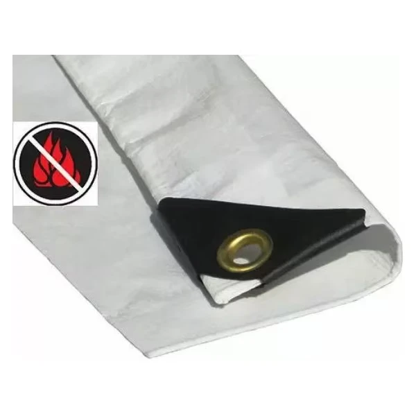 White Heavy Duty Fire Retardant Poly Tarps 6 X 20 Feet Actual Size