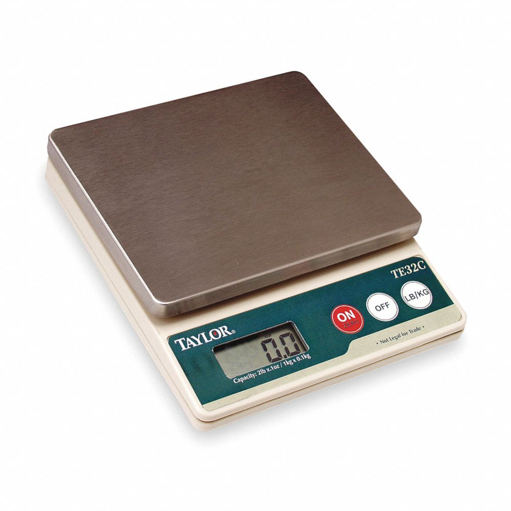 Compact Bench Scale, 2 lb Capacity, 1 g, 0.1 oz, 1 3/8 Inch Ht
