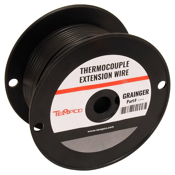 Thermocouple Wire, Type JX, 20 AWG, Black, 250 ft Wire Lg