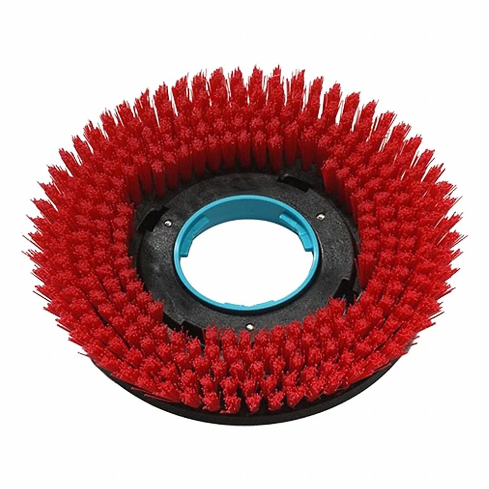 Scrub Brush, Round, 7 Inch Brush Dia, 14 1/2 Inch, Polypropylene, Red