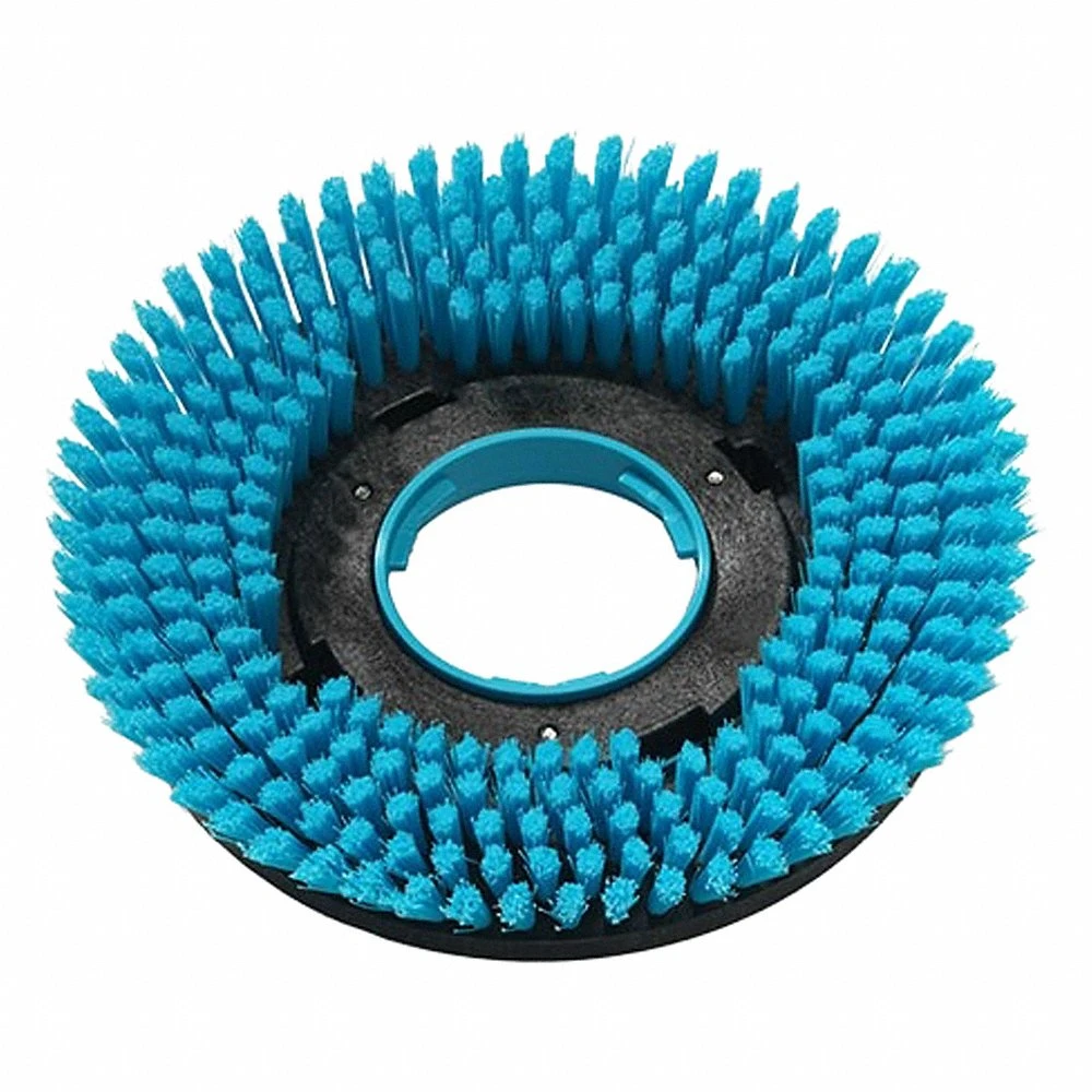 Scrub Brush, Round, 7 Inch Dia, Fits Machine Size 14 1/2 Inch, Nylon, Blue, 3 Inch Lg
