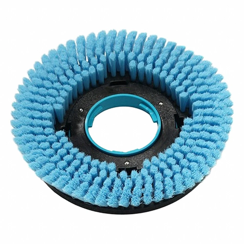 Scrub Brush, Round, 7 Inch Brush Dia, 14 1/2 Inch, Nylon, Blue, 3 Inch Trim Lg