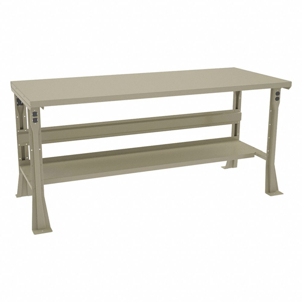 Workbench, Fixed Ht, Steel, 72 x 30 Inch, 1800 lb Load Capacity, Tan