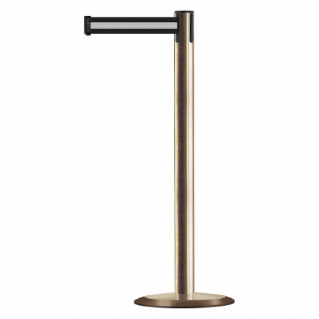 TENSABARRIER 889U-2S-2S-STD-NO-S3X-C Barrier Post With Belt, Steel, Satin Brass, 38 Inch Post Height, 2 1/2 Inch Post Dia, Std | CU6HGB 20YM45