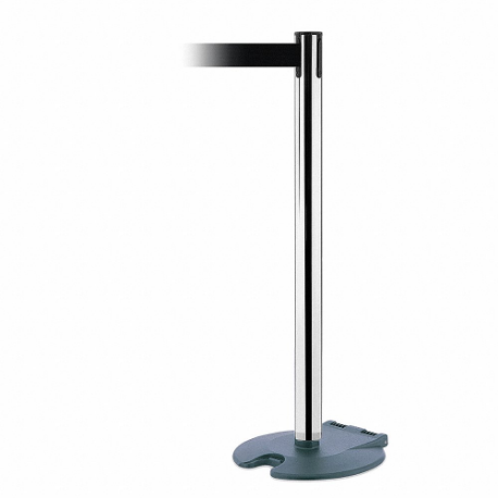 TENSABARRIER RB1-89-1P-STD-NO-B9X-C Barrier Post With Belt, Steel, Polished Chrome, 38 Inch Post Height, 2 1/2 Inch Post Dia | CU6HCY 30RG95