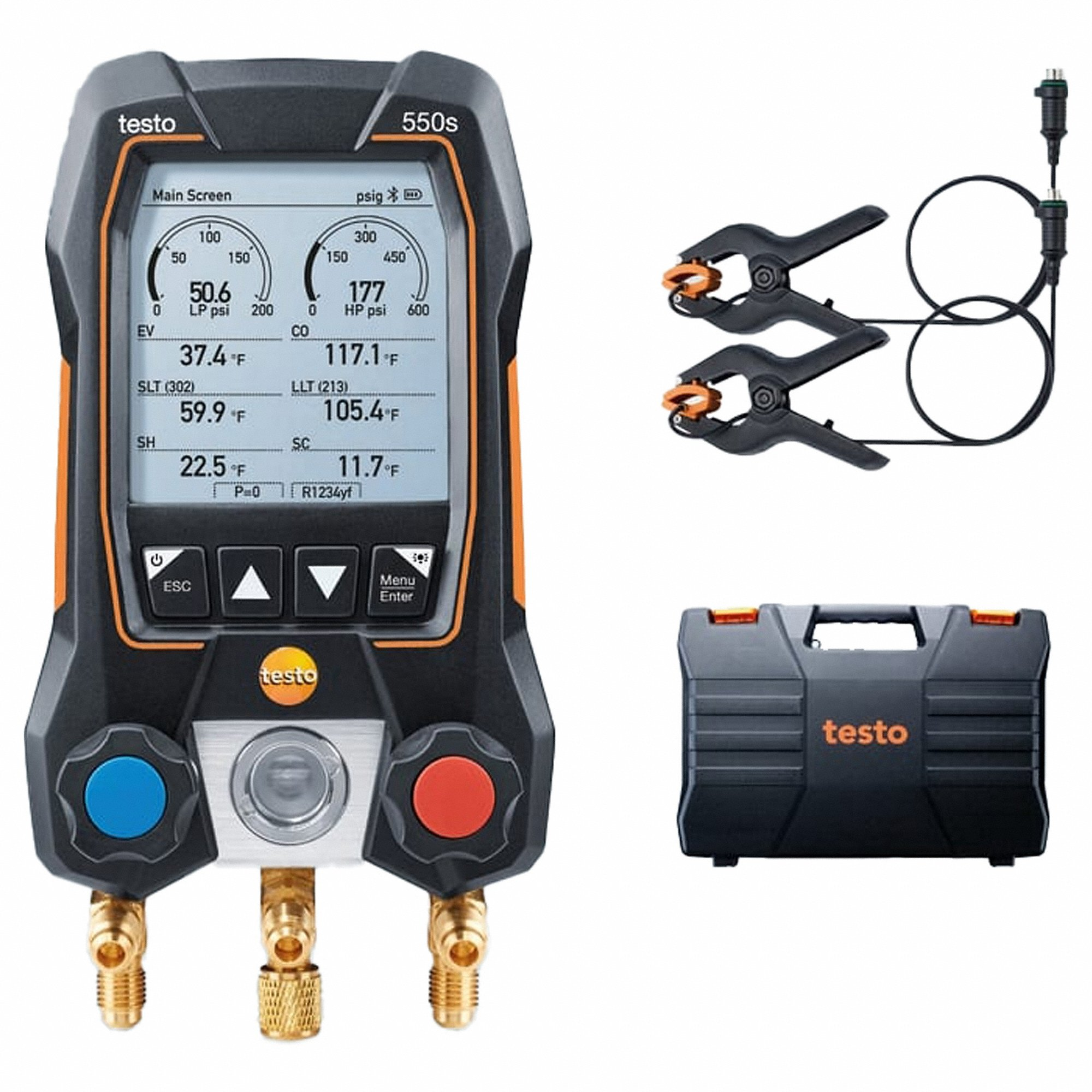 Manifold Gauge, 4 Valves, 0 Hoses, measure Quick/testo Smart