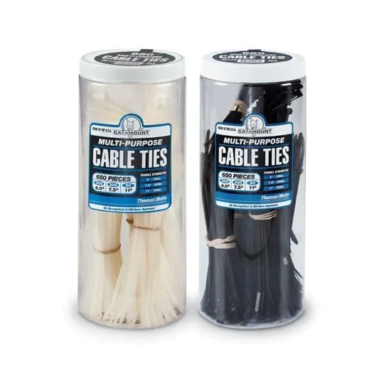 Catamount Cable Tie Assortment Jar, General Purpose, Black, Nylon/Polyamide 6.6