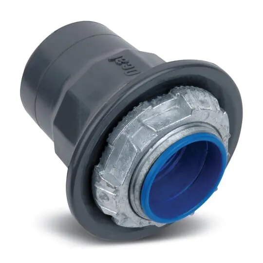Ocal Knockout Hub Connector, Dark Gray, Zinc, PVC Coated Finish