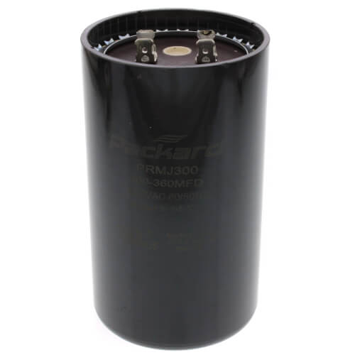 Start Capacitor, 330V, 300-360 MFD, Round, 4 3/8 in Height, 2 9/16 in Dia