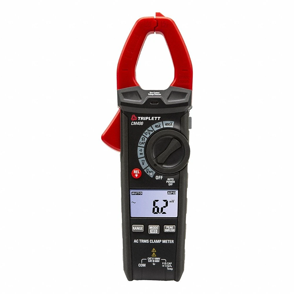 Clamp Meter, Clamp-Jaw, CAT III 600V, TRMS, 400 A Max AC Current, 1000 V Max AC Volt