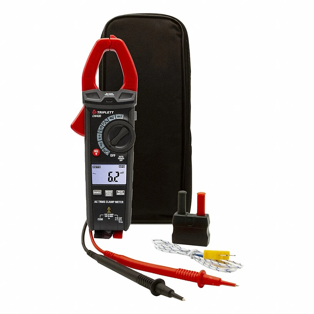 Clamp Meter, Clamp-Jaw, CAT III 600V, TRMS, 400 A Max AC Current, Included