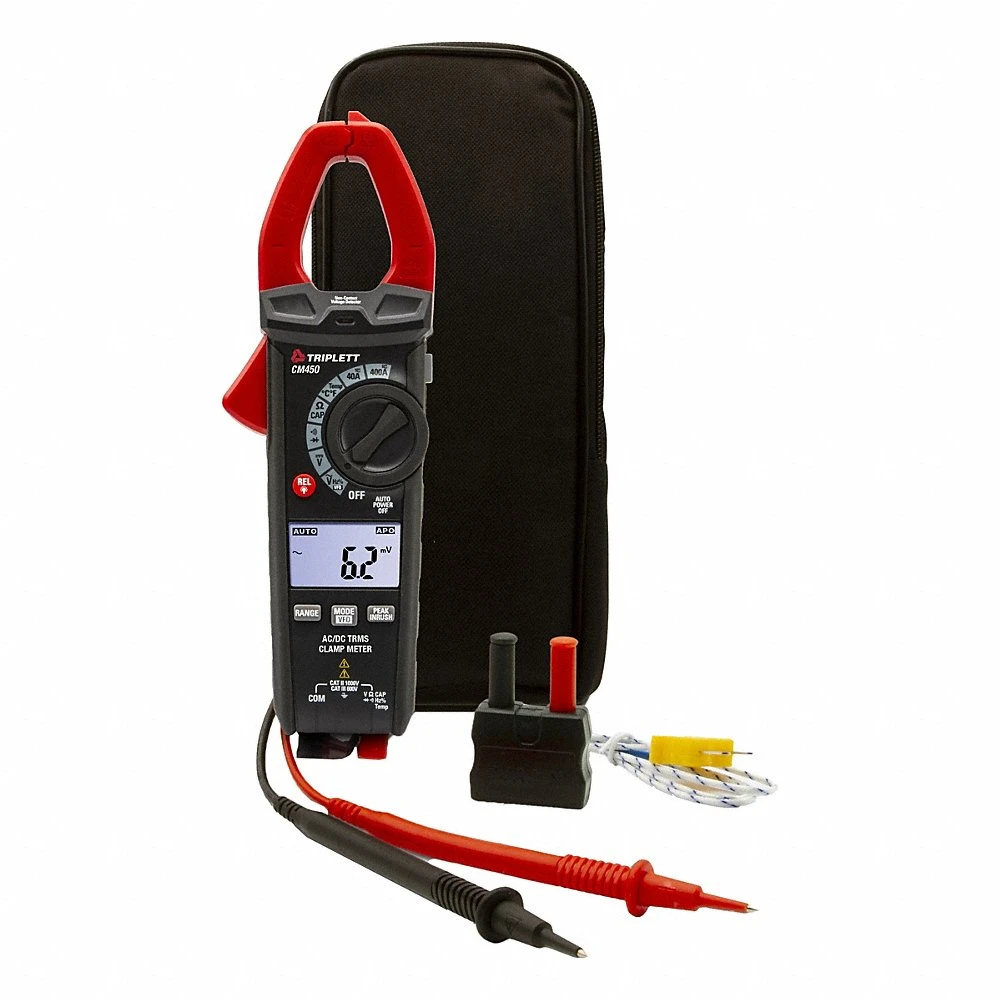 Clamp Meter, Clamp-Jaw, CAT III 600V, TRMS, 400 A Max AC Current, Included